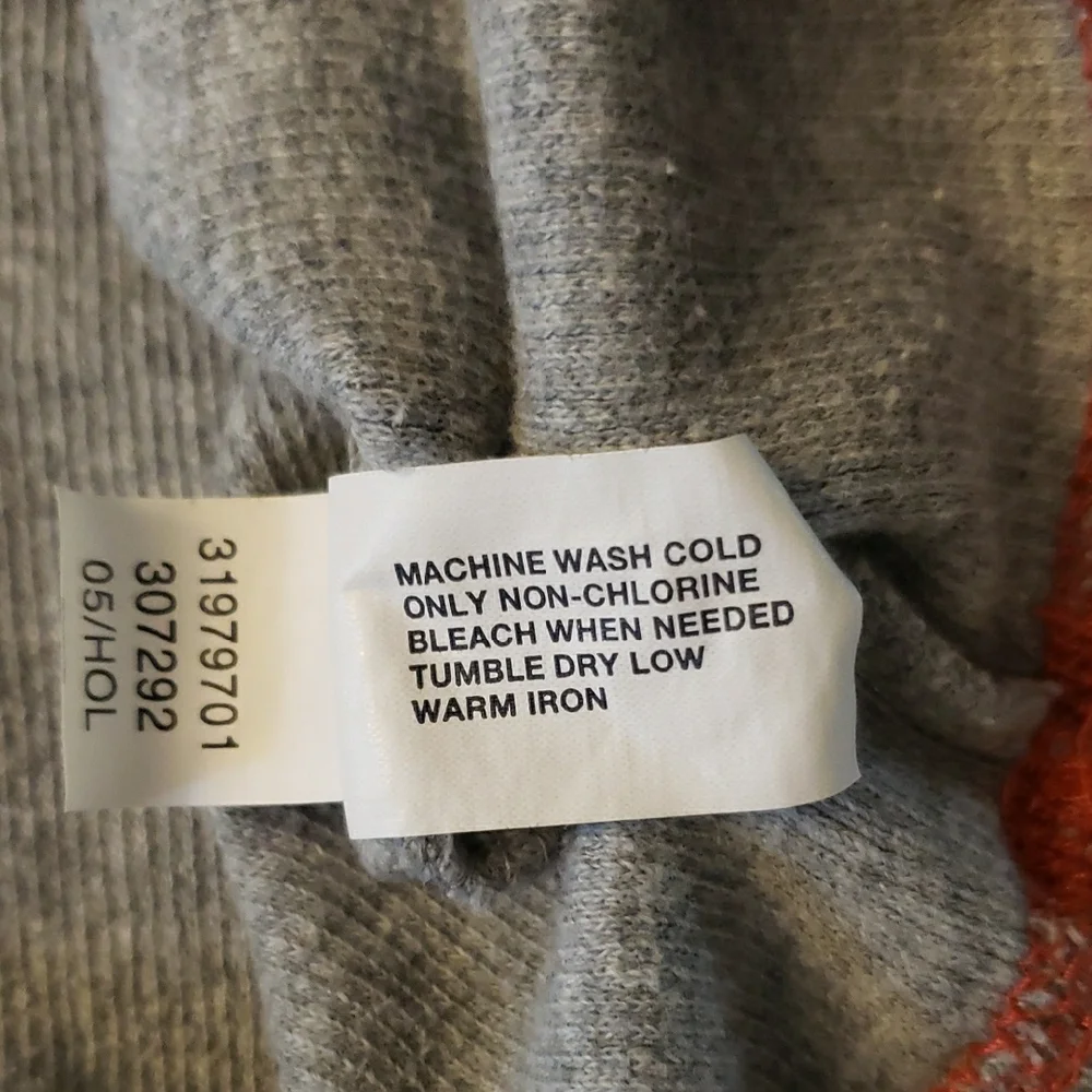GAP Kids Long Sleeve Waffle Tee - Gray & Orange Size: XL (12)